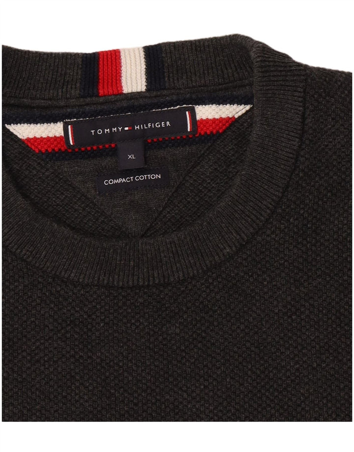 Maglione girocollo da uomo Tommy Hilfiger XL in cotone grigio