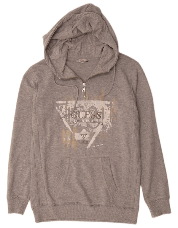 Maglione con cappuccio e zip grafica lunga da donna Guess UK 14 Grigio medio
