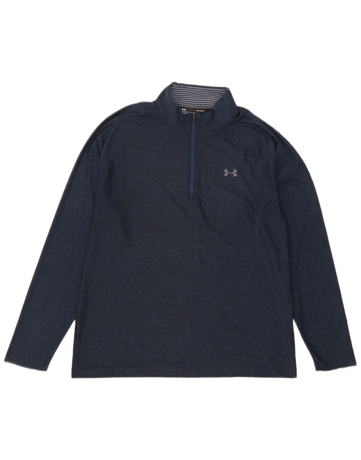 Under Armour Uomo Pullover con zip e collo della tuta da ginnastica Top grande blu navy screziato