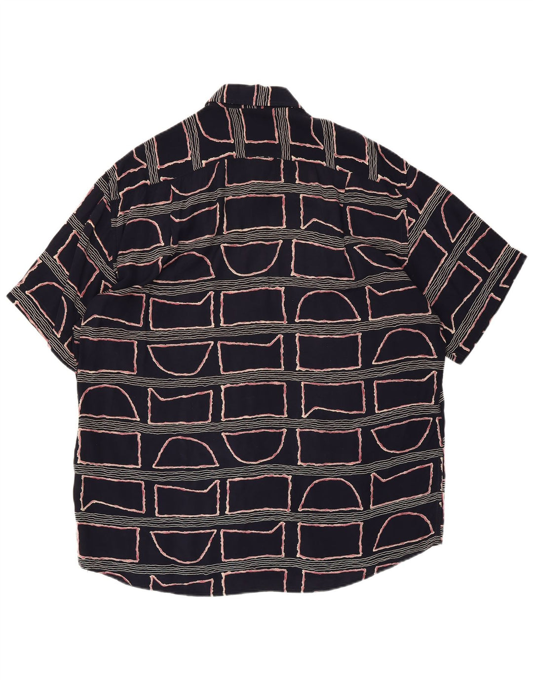 Camicia da uomo a maniche corte Navigare Large in viscosa geometrica blu navy