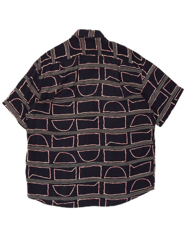 Camicia da uomo a maniche corte Navigare Large in viscosa geometrica blu navy