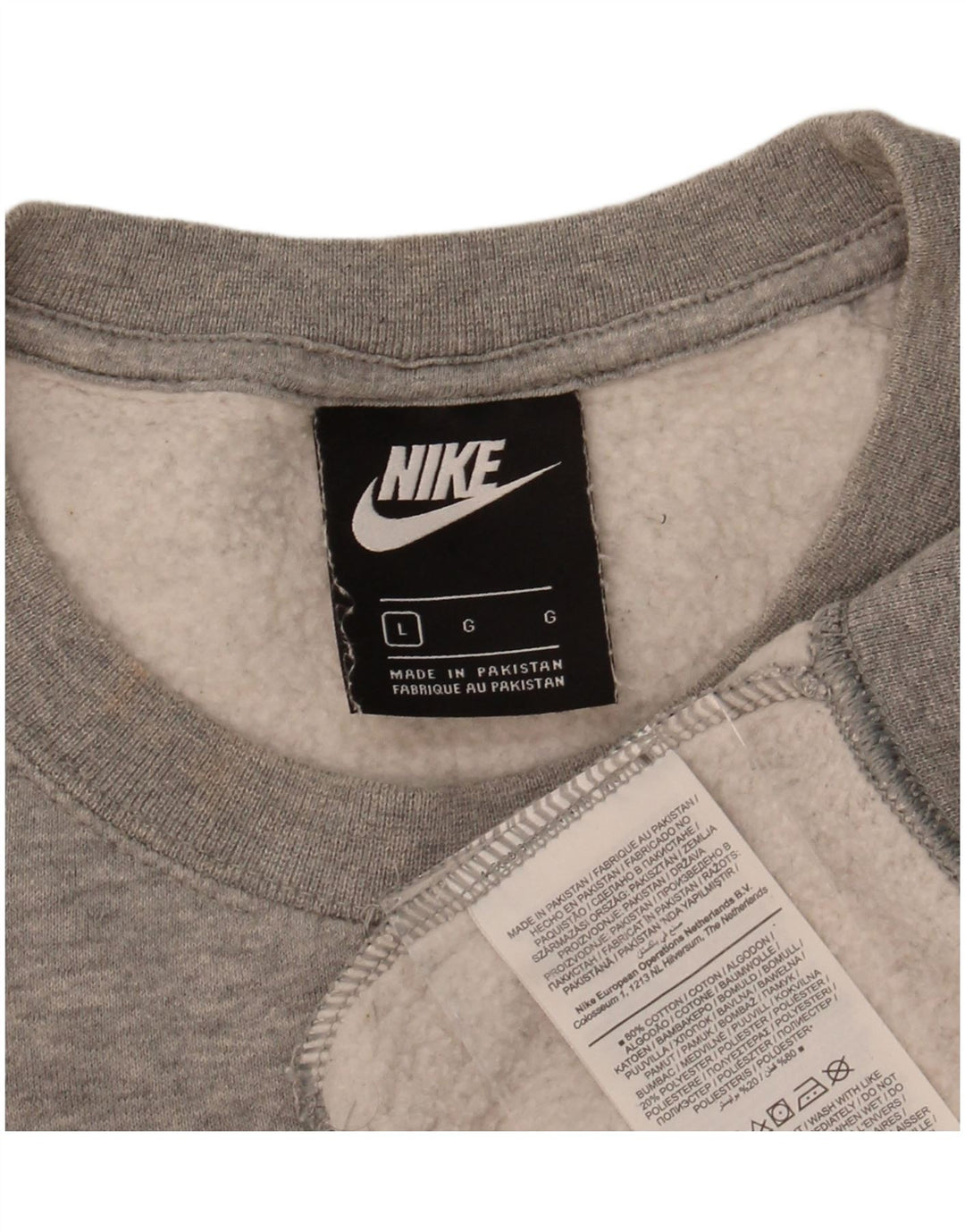 NIKE Womens Oversized Crop Sweatshirt Jumper UK 16 Large Grey Cotton