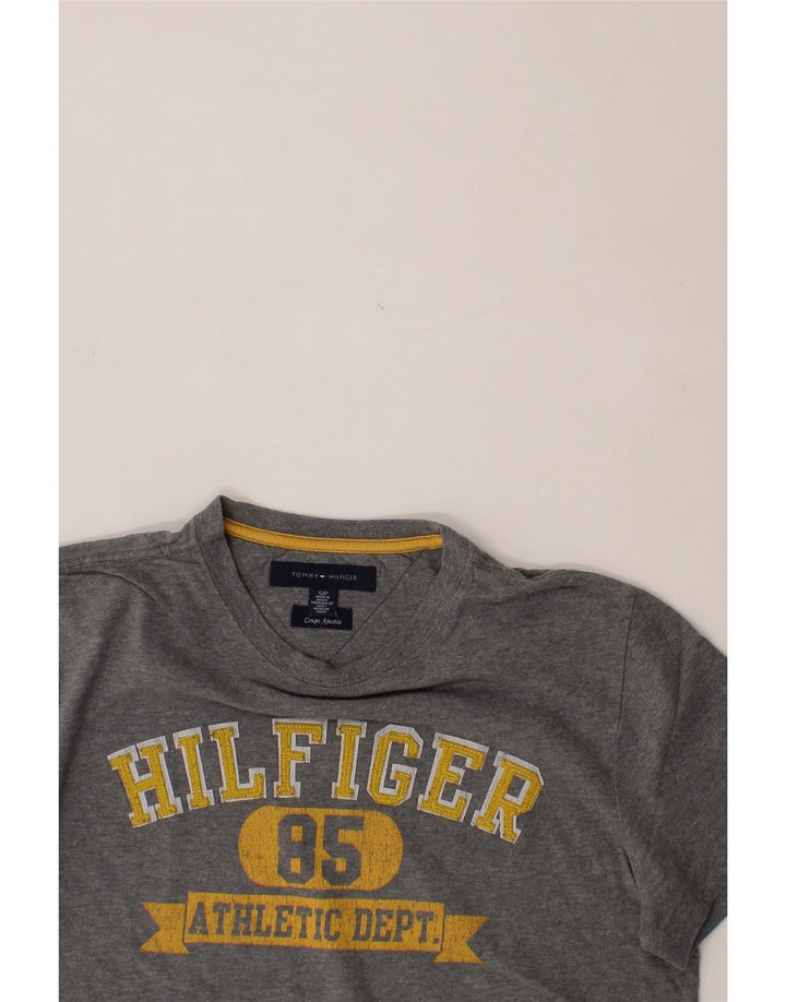 TOMMY HILFIGER Mens Graphic T-Shirt Top Small Grey Cotton Vintage Tommy Hilfiger and Second-Hand Tommy Hilfiger from Messina Hembry 