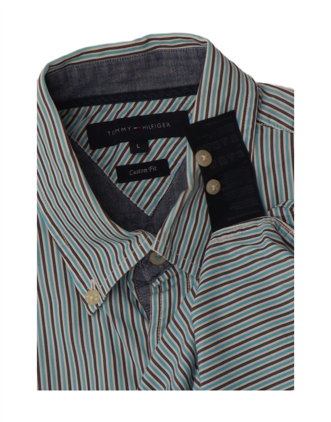 TOMMY HILFIGER Camicia da uomo a maniche corte su misura a righe blu grandi