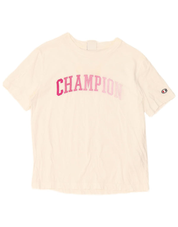 Champion T-shirt grafica oversize da donna UK 6 XS Cotone bianco