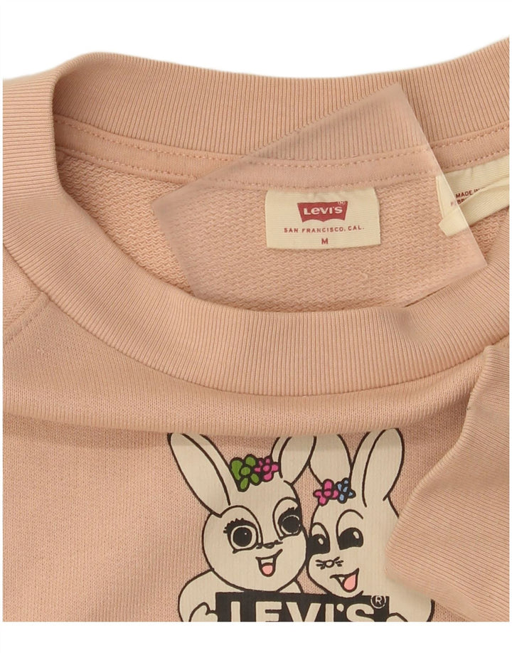 Levi's Donna Felpa con grafica corta oversize da donna UK 14 Rosa medio