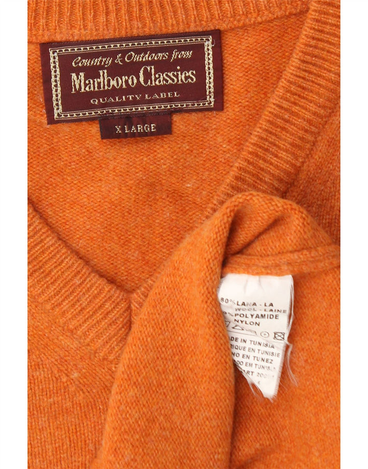 Marlboro Classics Maglione da uomo con scollo a V XL in lana arancione