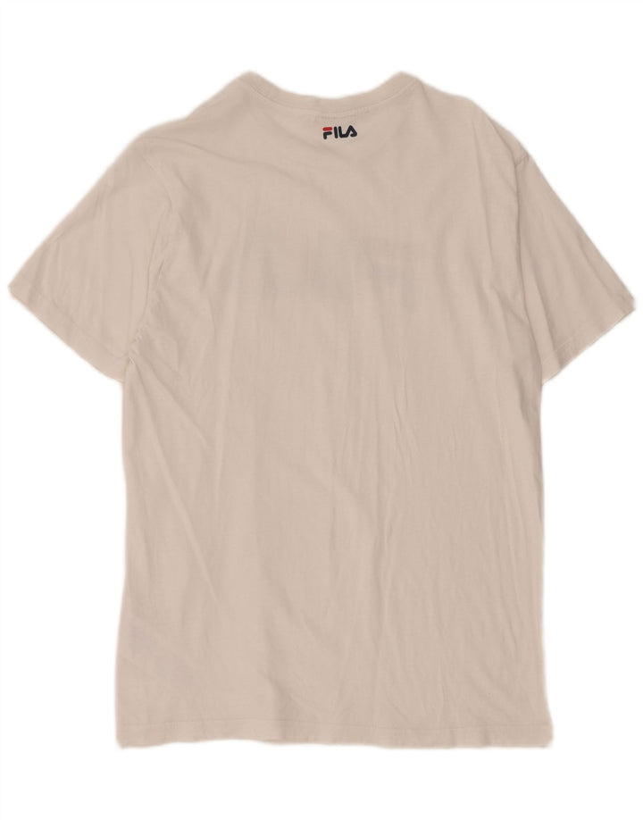T-shirt grafica da uomo Fila Top Small in cotone bianco