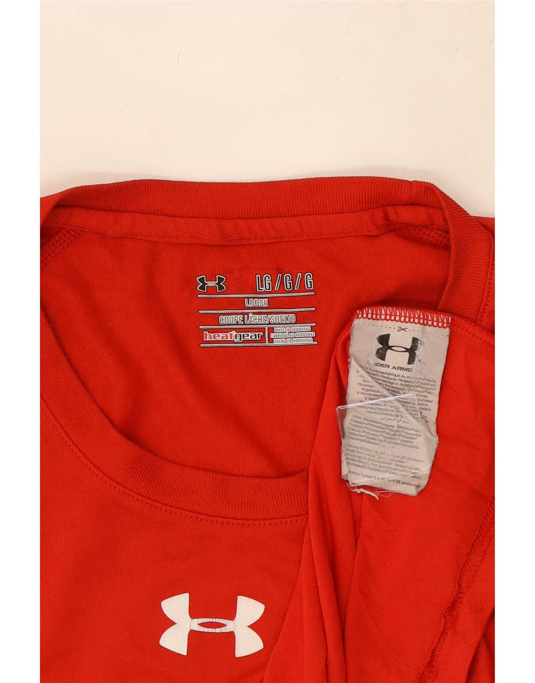 T-shirt grafica da uomo Under Armour Heat Gear Top grande poliestere rosso