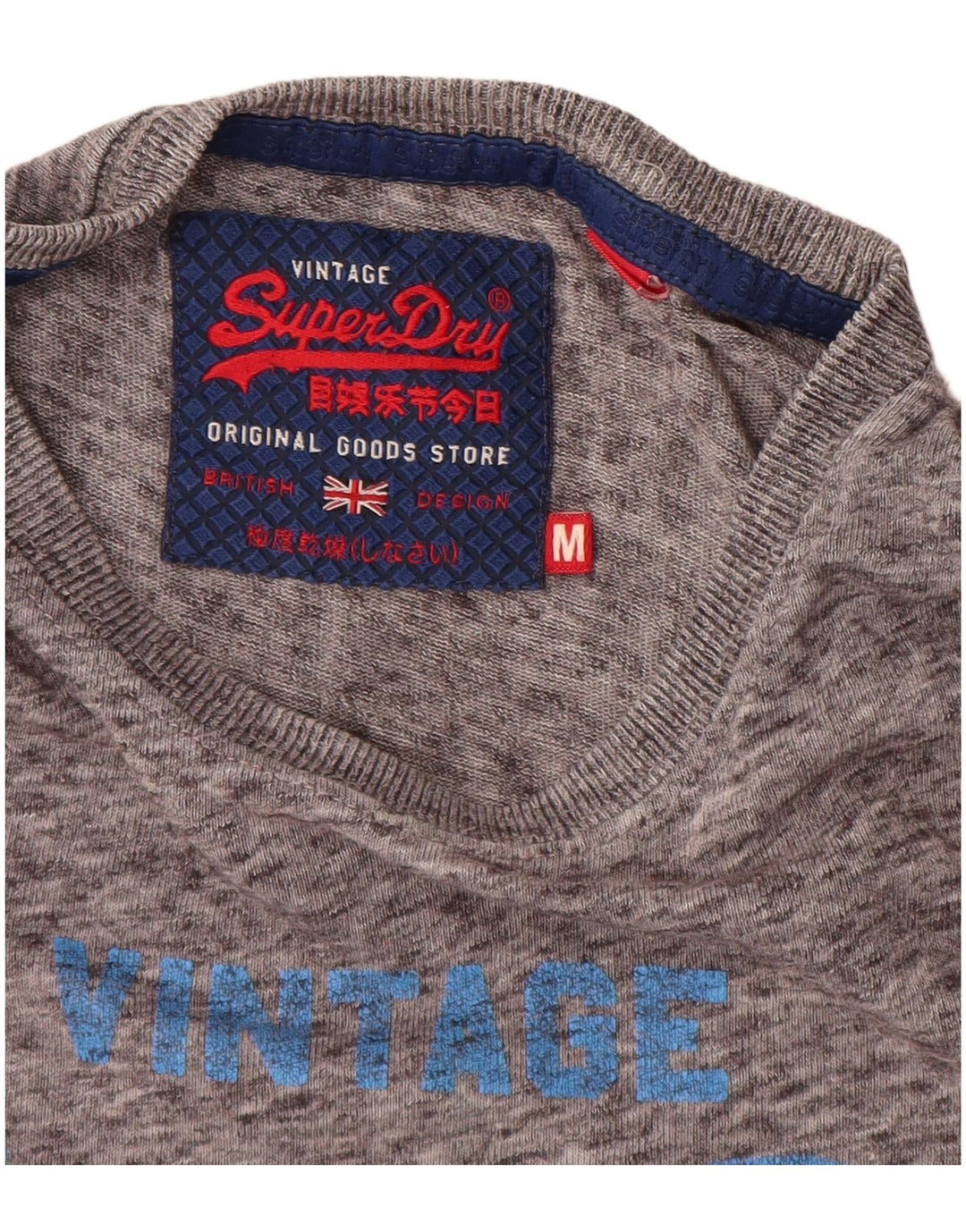 T-shirt grafica da uomo SUPERDRY Top in cotone screziato grigio medio