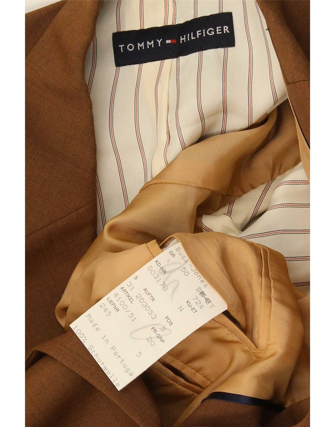 Giacca blazer a 3 bottoni da uomo Tommy Hilfiger IT 50 Large Beige Lana