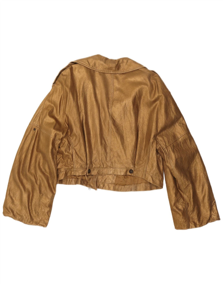 Giacca da motociclista corta da donna Sportmax UK 14 grande oro