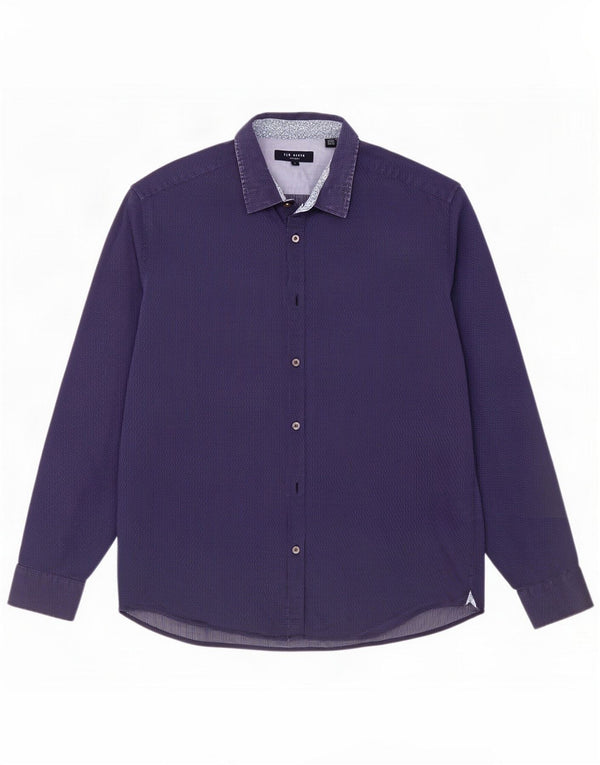 Camicia da uomo Ted Baker taglia 4 grande blu navy maculato