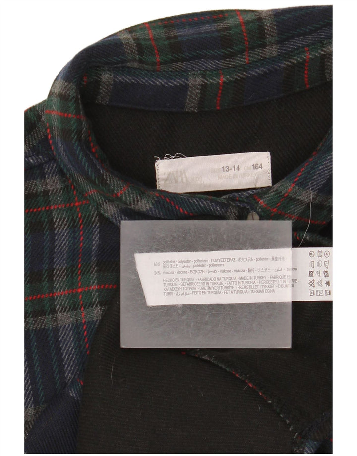 Zara Camicia da ragazzo in flanella 13-14 anni in poliestere a quadri blu navy