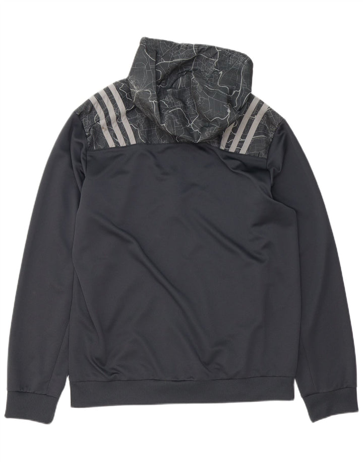 Felpa con cappuccio e zip grafica Adidas Munster Rugby da uomo, grande, in poliestere grigio