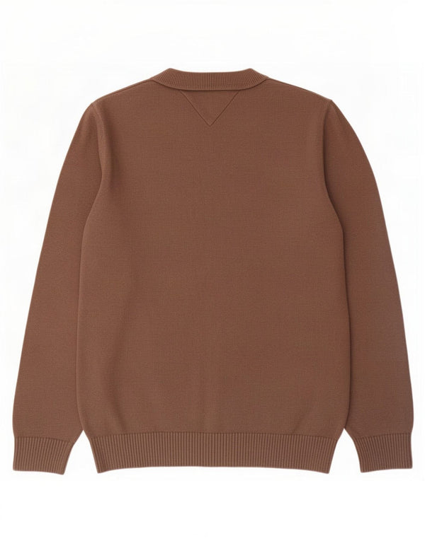 Maglione maglione girocollo da uomo Tommy Hilfiger in cotone marrone medio