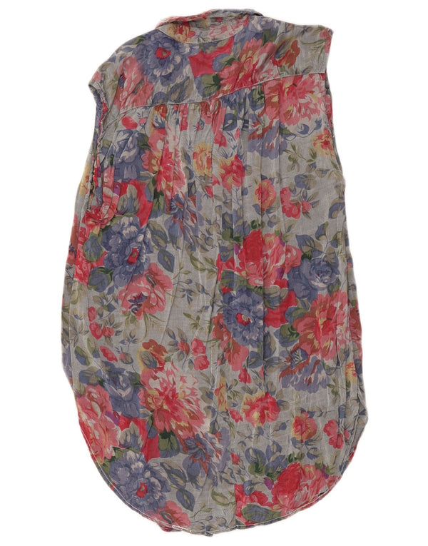 Abito camicia senza maniche vintage da donna IT 40/42 Piccolo floreale multicolore