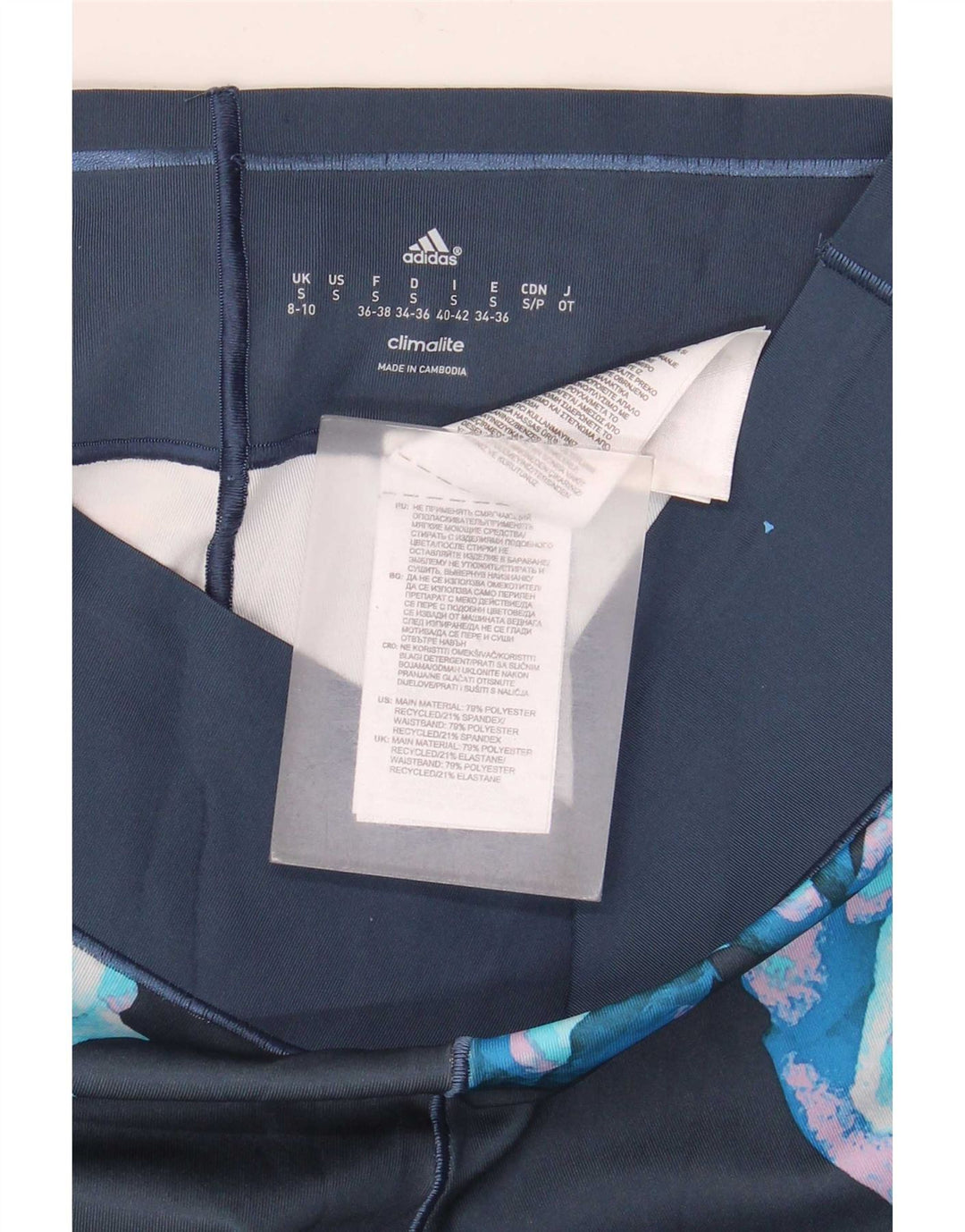 Leggings Adidas Climalite da donna UK 8/10 Piccolo poliestere floreale blu