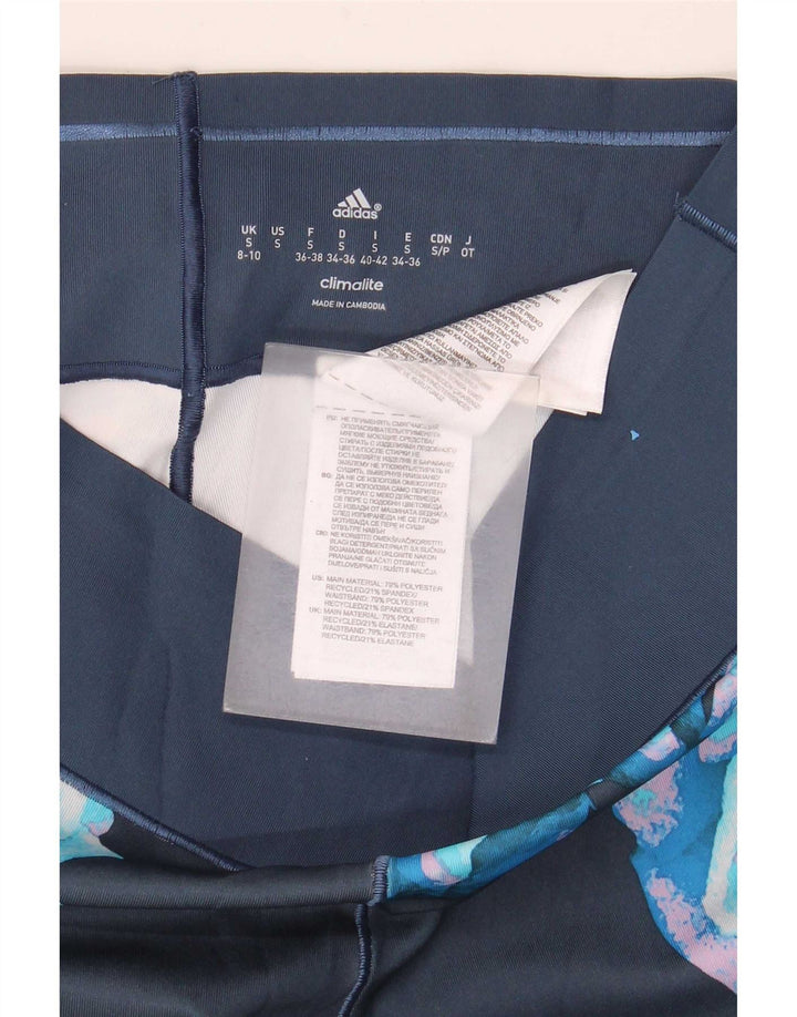 Leggings Adidas Climalite da donna UK 8/10 Piccolo poliestere floreale blu