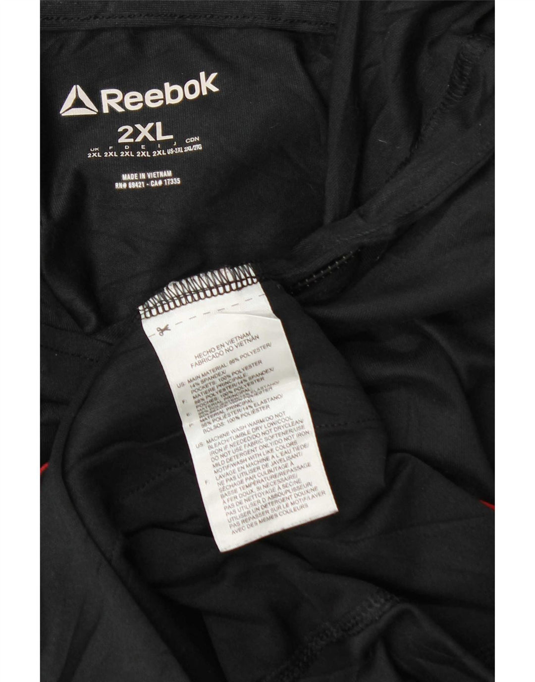Felpa con cappuccio grafica da uomo Reebok 2XL poliestere color block nero