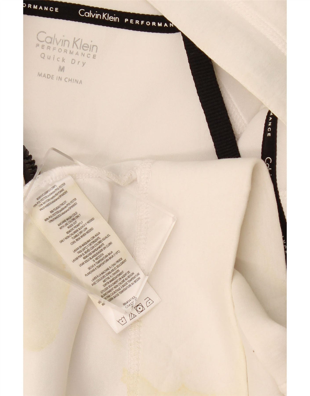 CALVIN KLEIN Felpa con cappuccio e zip grafica da donna UK 14 Medio Bianco