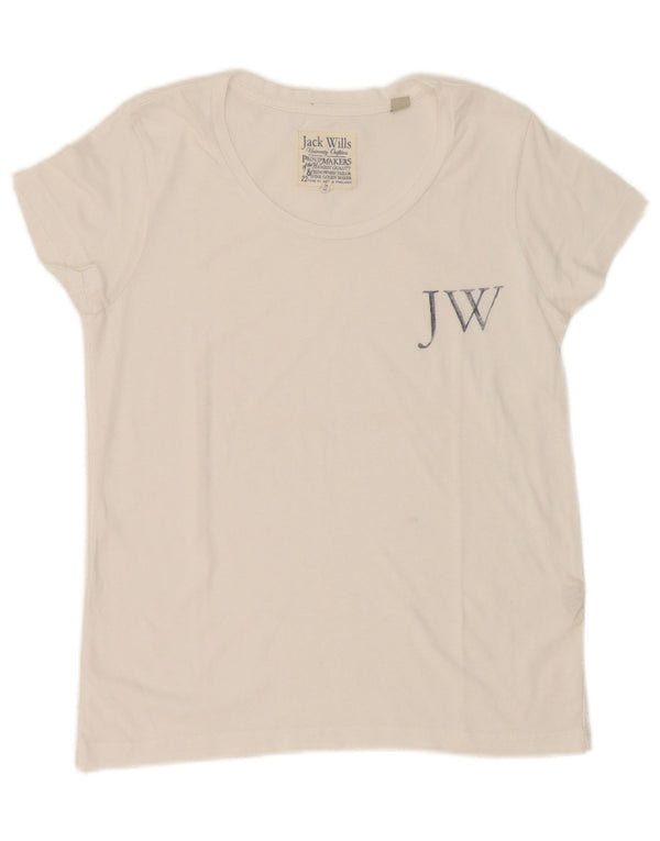 T-shirt grafica da donna Jack Wills Top UK 6 XS cotone bianco