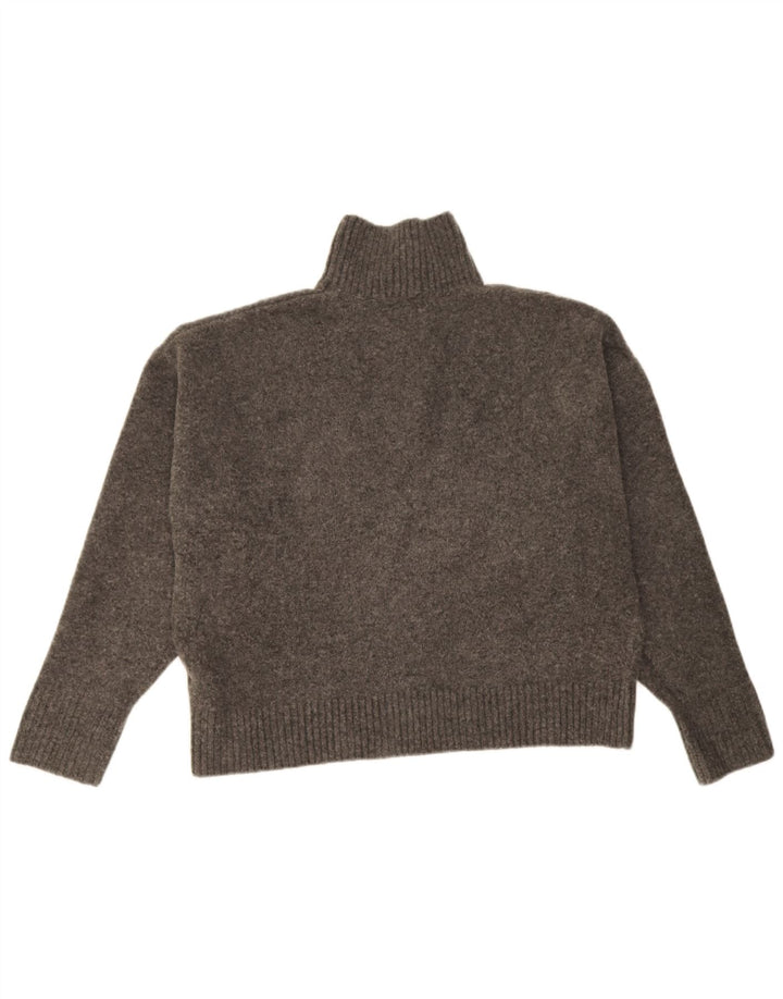 Maglione maglione oversize con collo alto da donna Zara UK 14 Grigio medio chiazzato