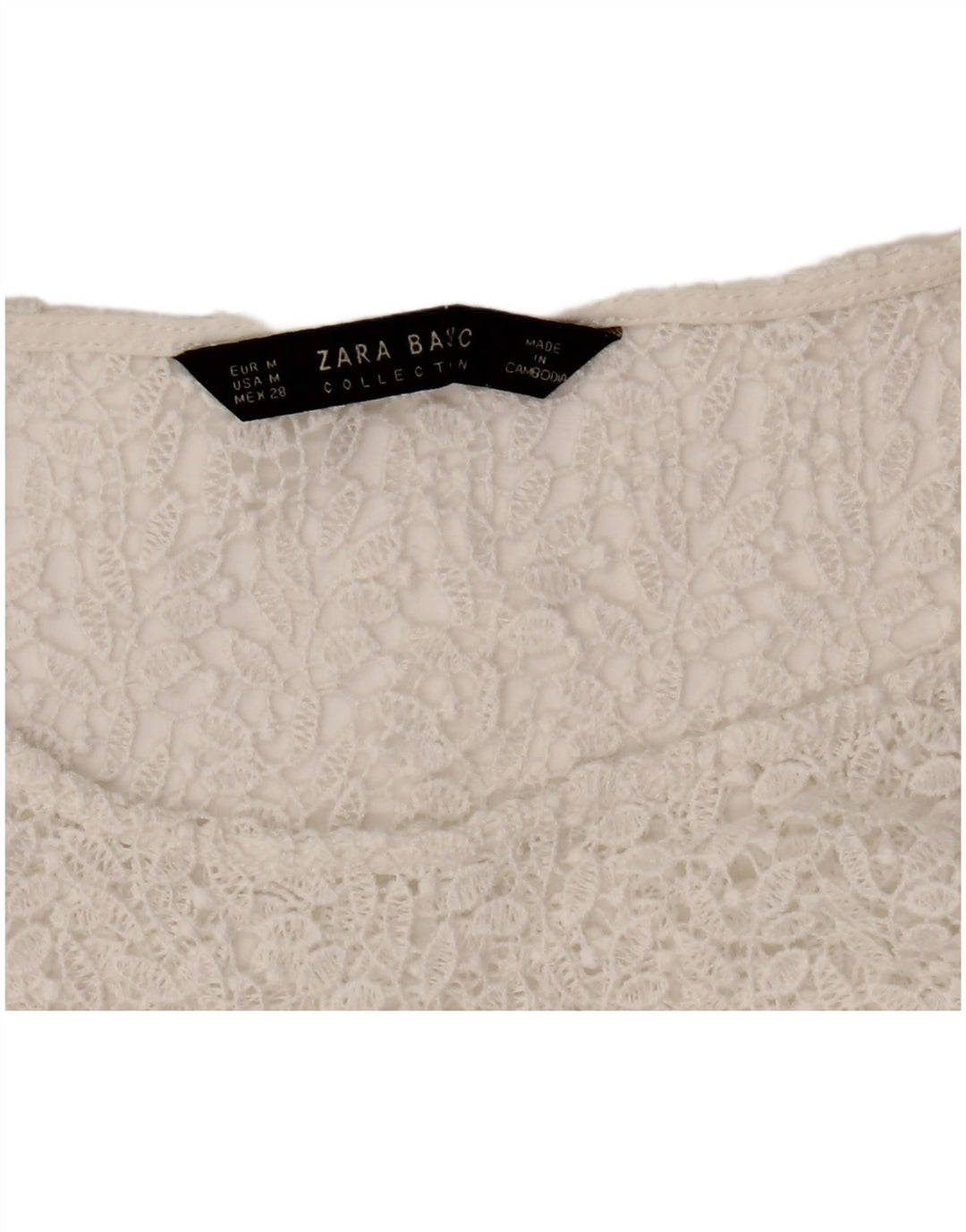 ZARA Camicetta Corta da Donna Top UK 12 Medio Bianco Floreale