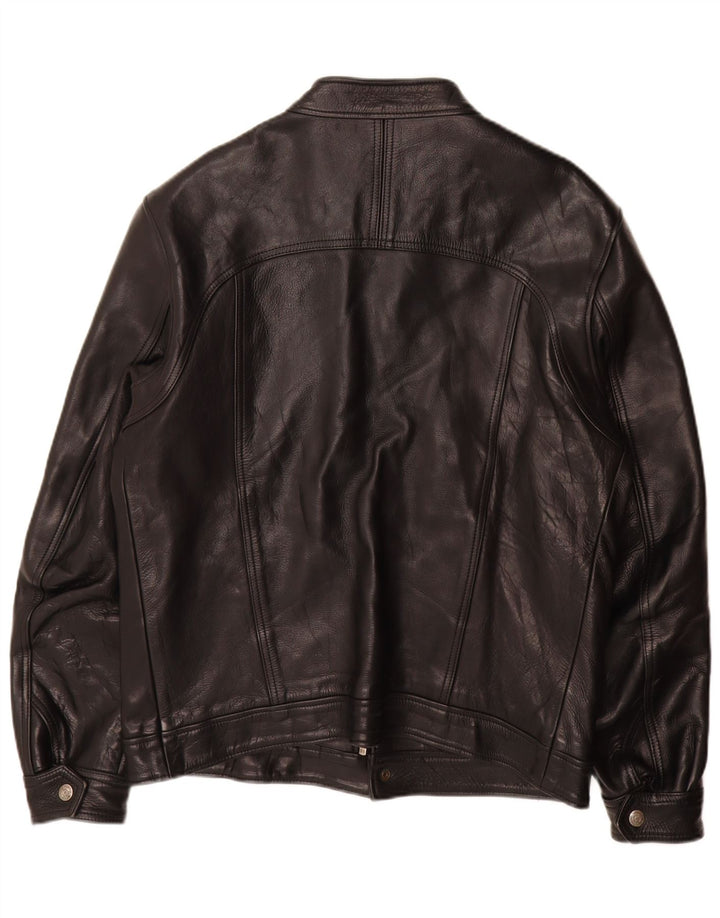 Giubbotto bomber in pelle da uomo vintage UK 38 in pelle nera media