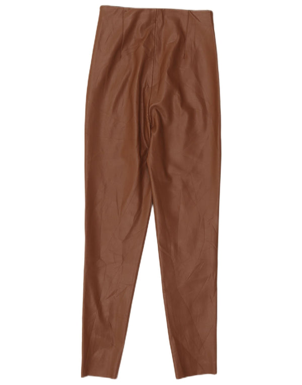 Pantaloni skinny da donna in ecopelle Zara XS W24 L26 Poliestere marrone