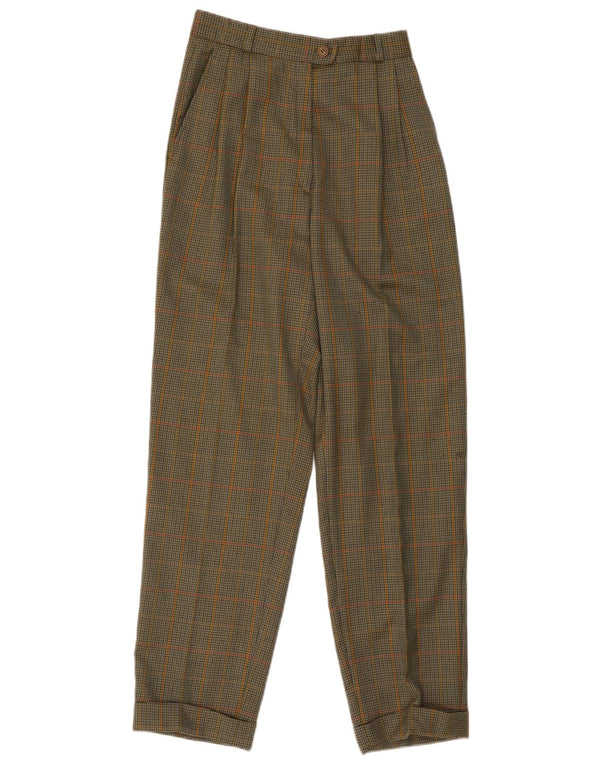 Pantaloni da abito vintage a vita alta da donna EU 38 medio W30 L30 verde