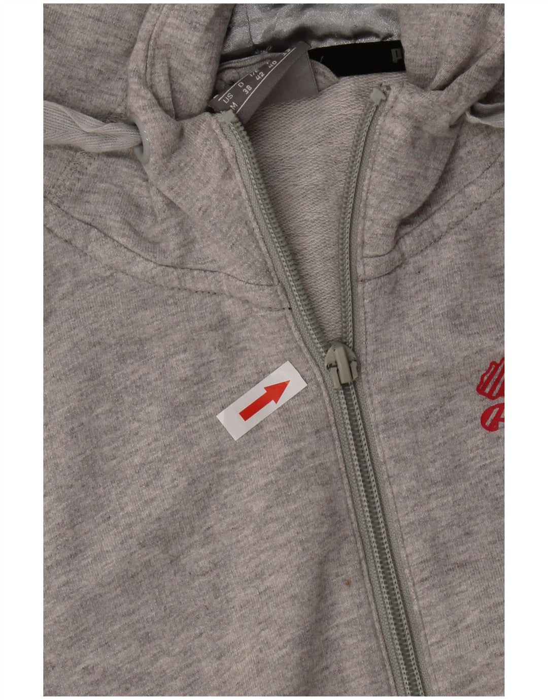 Maglione con cappuccio e zip da donna Puma UK 12 Cotone grigio medio