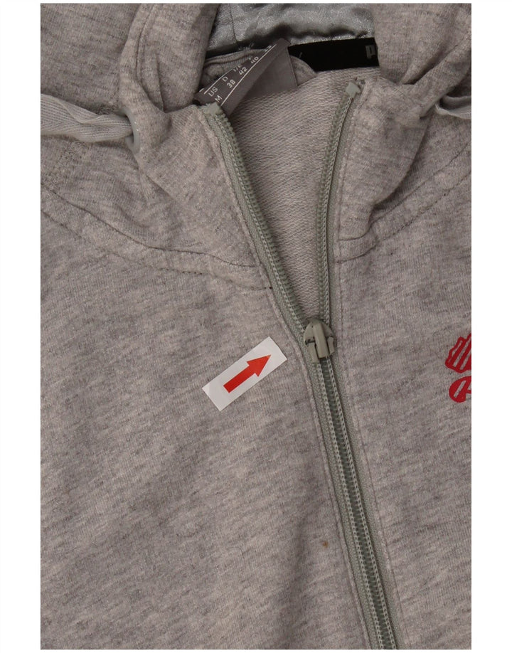 Maglione con cappuccio e zip da donna Puma UK 12 Cotone grigio medio