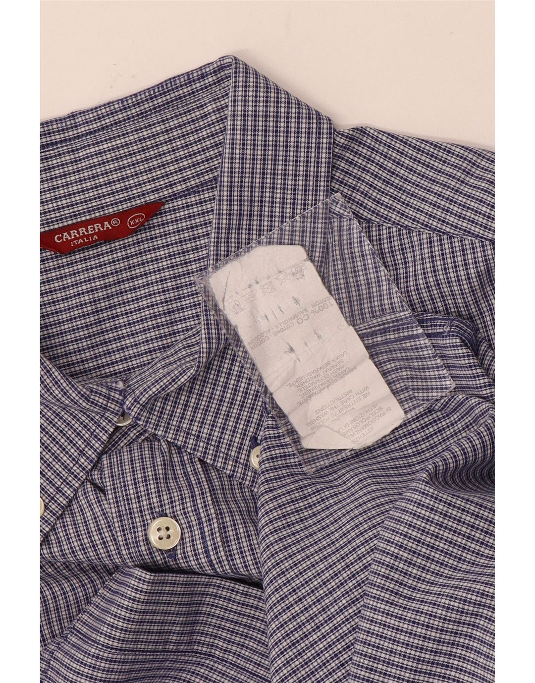 Camicia da uomo Carrera 2XL in cotone a quadri blu