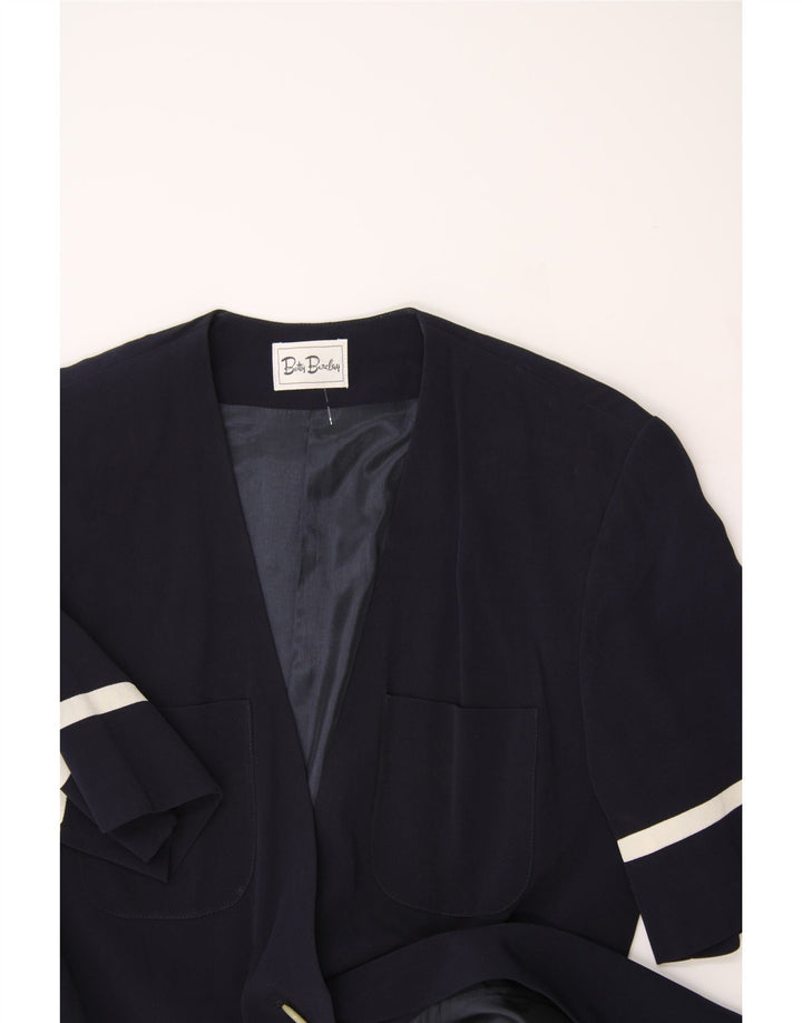 BETTY BARCLAY Womens 1 Button Blazer Jacket UK 12 Medium Navy Blue Striped Vintage Betty Barclay and Second-Hand Betty Barclay from Messina Hembry 
