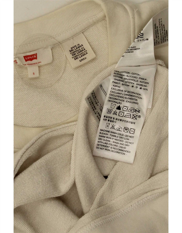 Levi's Donna Felpa oversize con grafica Maglione UK 10 Piccolo Cotone bianco
