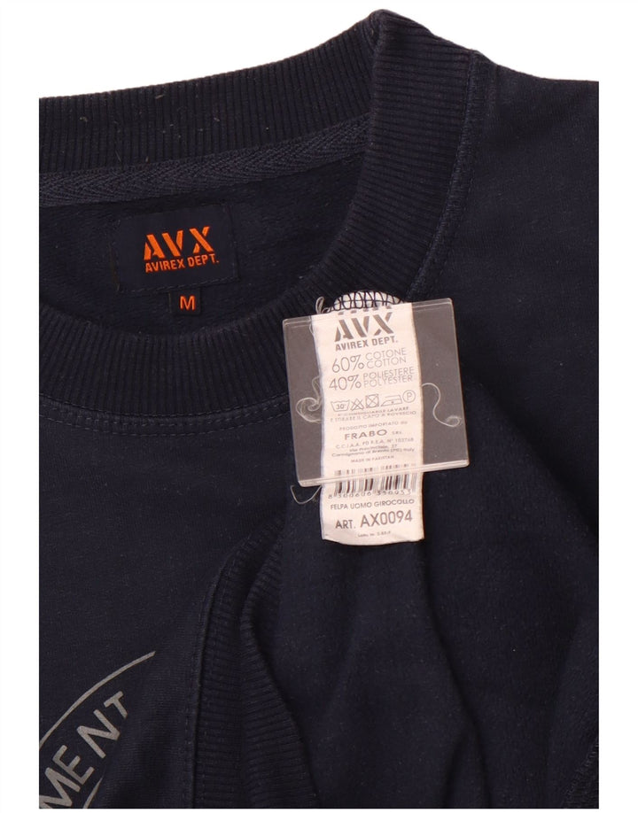 Felpa grafica da uomo AVIREX maglione medio in cotone blu navy