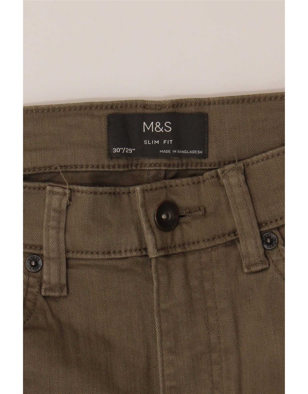 Jeans slim da uomo Marks & Spencer W30 L29 cotone kaki