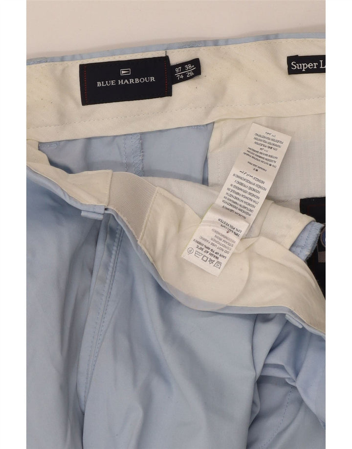 MARKS & SPENCER Pantaloni chino dritti da uomo Blue Harbour W38 L29 Blu