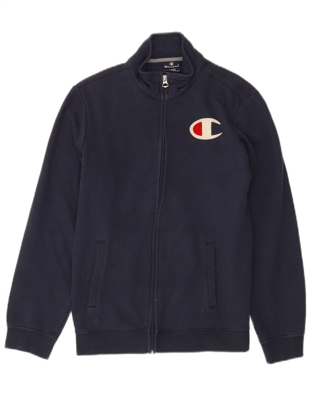 CHAMPION Boys Graphic Tracksuit Top Jacket 11-12 Years Large Navy Blue