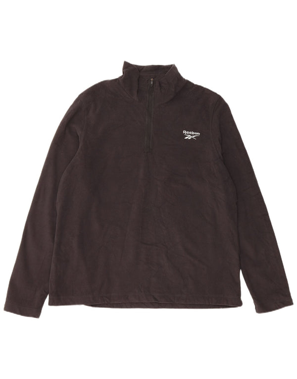 Maglione in pile REEBOK da uomo con zip e collo XL nero poliestere