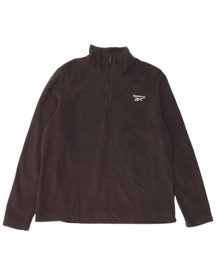 Maglione in pile REEBOK da uomo con zip e collo XL nero poliestere