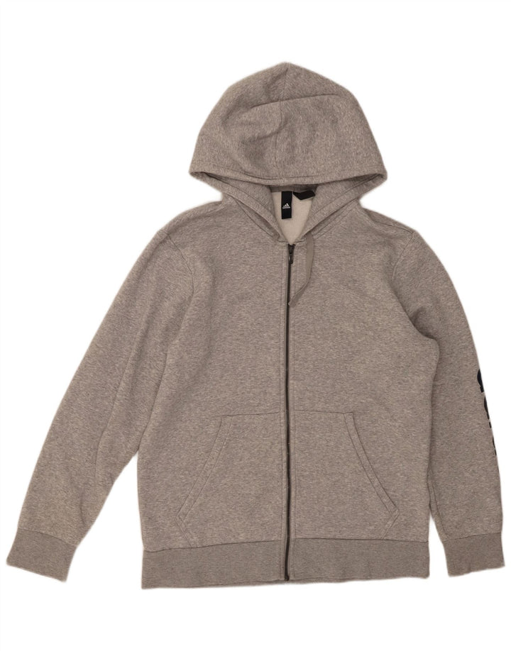ADIDAS Mens Graphic Zip Hoodie Sweater Large Grey Cotton