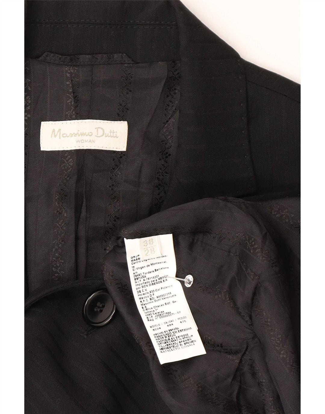 Giacca blazer da donna a 2 bottoni Massimo Dutti EU 38 piccolo gessato nero