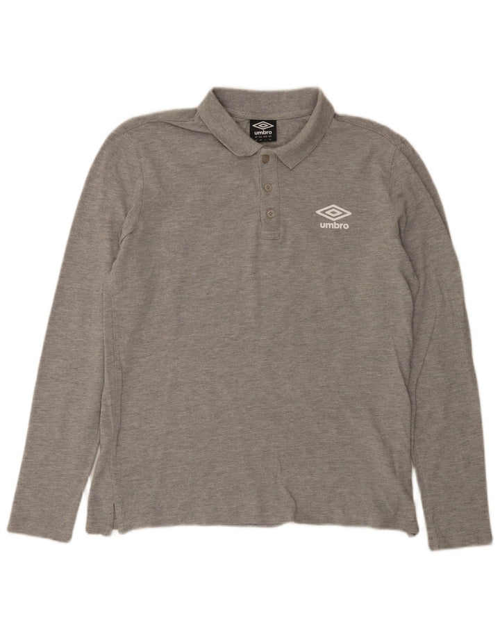 Polo da uomo a maniche lunghe UMBRO in cotone grigio medio