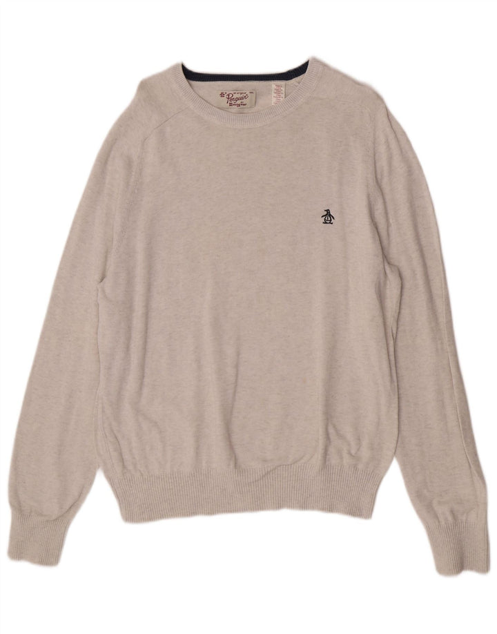 Maglione da uomo con scollo a barca Penguin 2XL cotone grigio
