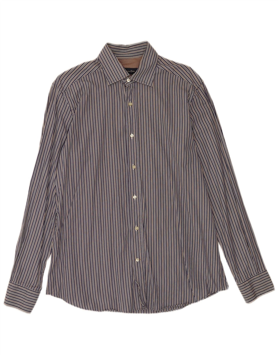 Camicia Uomo Massimo Dutti Cotone Righe Grandi Blu