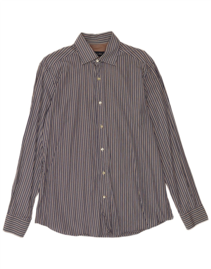 Camicia Uomo Massimo Dutti Cotone Righe Grandi Blu