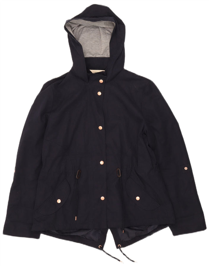 Giacca antipioggia con cappuccio da donna Laura Ashley Weekend UK 14 Large Blu Navy