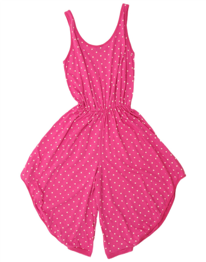 Tutina corta da donna vintage senza maniche IT 46 Large in cotone maculato rosa